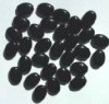 30 12mm Opaque Black Flat Oval Glass Beads